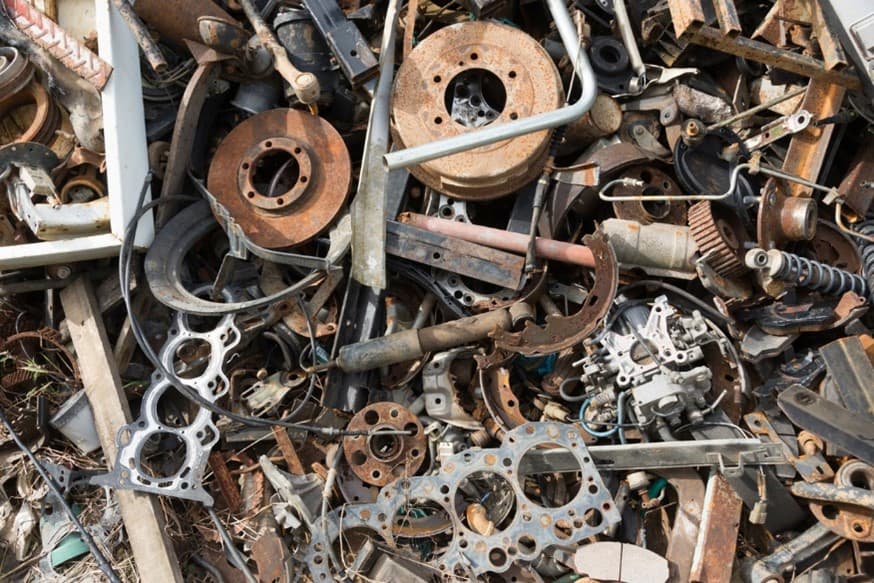 A pile of scrap metal